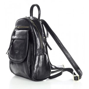 Modern Rucksack für Damen aus italienischem Leder - Schwarz & braun 